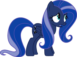 Size: 1920x1426 | Tagged: safe, edit, vector edit, fluttershy, princess luna, pegasus, pony, ponyar fusion, g4, female, flutterna, fusion, mare, nervous, palette swap, recolor, simple background, solo, transparent background, vector