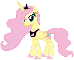 Size: 1920x1565 | Tagged: safe, edit, vector edit, fluttershy, princess luna, alicorn, pony, ponyar fusion, g4, crown, female, fusion, jewelry, mare, palette swap, princess lushy, recolor, regalia, simple background, smiling, solo, transparent background, vector