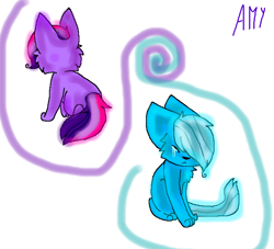 Size: 680x617 | Tagged: safe, artist:amialamoda, trixie, twilight sparkle, cat, g4, catified, female, species swap, twilight cat