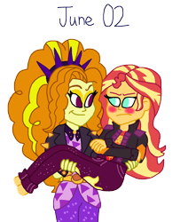 Size: 2000x2361 | Tagged: safe, artist:ktd1993, adagio dazzle, sunset shimmer, equestria girls, g4, 2, bridal carry, carrying, female, high res, lesbian, music festival outfit, ship:sunsagio, shipping