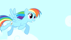 Size: 638x360 | Tagged: safe, rainbow dash, pegasus, pony, g4, 2009, flying, show bible, show pilot, sky, smiling, solo, start of ponies, youtube link