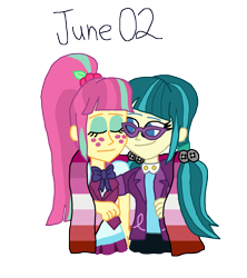 Size: 2000x2257 | Tagged: safe, artist:bigpurplemuppet99, juniper montage, sour sweet, equestria girls, g4, female, high res, lesbian, pride month, ship:junipersweet, shipping