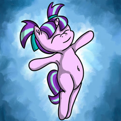 Size: 1280x1280 | Tagged: safe, artist:saburodaimando, starlight glimmer, pony, unicorn, g4, atg 2020, belly button, blank flank, cute, eyes closed, female, filly, filly starlight glimmer, glimmerbetes, happy, newbie artist training grounds, pigtails, solo, younger