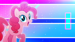 Size: 7680x4320 | Tagged: safe, artist:game-beatx14, artist:illumnious, edit, pinkie pie, earth pony, pony, g4, female, mare, smiling, solo, wallpaper, wallpaper edit