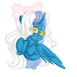 Size: 1024x1024 | Tagged: safe, artist:sakimiaji, oc, oc:fleurbelle, alicorn, pony, adorabelle, alicorn oc, bow, cute, female, hair bow, horn, mare, ocbetes, simple background, tongue out, transparent background, wings, yellow eyes