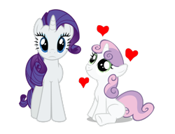 Size: 1300x1000 | Tagged: safe, rarity, sweetie belle, pony, unicorn, g4, affection, duo, female, siblings, simple background, sisters, white background
