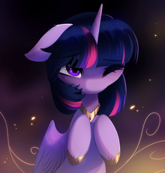 Size: 2129x2233 | Tagged: safe, artist:empress-twilight, twilight sparkle, alicorn, pony, g4, cute, digital art, female, high res, hooves to the chest, i can't believe it's not magnaluna, jewelry, mare, one eye closed, regalia, solo, twiabetes, twilight sparkle (alicorn)