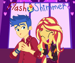 Size: 4000x3333 | Tagged: safe, artist:bigpurplemuppet99, flash sentry, sunset shimmer, cheer you on, equestria girls, equestria girls series, g4, spoiler:eqg series (season 2), female, male, ship:flashimmer, shipping, straight