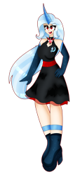 Size: 1280x2810 | Tagged: safe, artist:dazzlingmimi, trixie, human, g4, alicorn amulet, clothes, dress, evening gloves, female, gloves, horn, horned humanization, humanized, long gloves, simple background, solo, transparent background