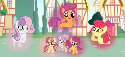 Size: 3565x1635 | Tagged: safe, artist:galaxyswirlsyt, apple bloom, scootaloo, sweetie belle, oc, oc:apple denki, oc:fries, oc:strawberlly, earth pony, pegasus, pony, unicorn, g4, base used, cutie mark crusaders, cutiespark, earth pony oc, female, filly, freckles, generation xerox, grin, high res, horn, large wings, offspring, older, older apple bloom, older cmc, older scootaloo, older sweetie belle, open mouth, open smile, parent:apple bloom, parent:button mash, parent:rumble, parent:scootaloo, parent:sweetie belle, parent:tender taps, parents:rumbloo, parents:sweetiemash, parents:tenderbloom, pegasus oc, smiling, unicorn oc, wings