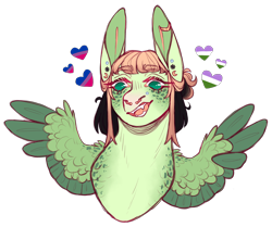 Size: 1936x1616 | Tagged: safe, artist:sleepy-nova, oc, oc only, pegasus, pony, bisexual pride flag, female, genderqueer pride flag, heart, mare, nose piercing, piercing, pride, pride flag, simple background, solo, transparent background, two toned wings, wing hands, wings