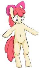 Size: 471x835 | Tagged: safe, artist:seidouryu, apple bloom, earth pony, pony, g4, apple bloom's bow, belly button, bipedal, bow, female, filly, hair bow, solo