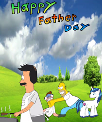Size: 2540x3028 | Tagged: safe, shining armor, g4, asphyxiation, bob belcher, bob's burgers, choking, crossover, family guy, father, father's day, high res, homer simpson, male, peter griffin, strangling, the simpsons