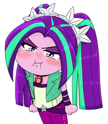Size: 1029x1180 | Tagged: safe, alternate version, artist:batipin, aria blaze, equestria girls, g4, :i, angry, blushing, chibi, female, puffy cheeks, solo, tears of anger, teary eyes