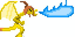 Size: 512x256 | Tagged: safe, artist:derek the metagamer, ocellus, changedling, changeling, dragon, g4, animated, aseprite, breath power, disguise, disguised changeling, dragon ocellus, fire, fire breath, fire breathing, pixel art