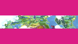 Size: 2554x1440 | Tagged: safe, dragon, g4, official, applewood, canterlot, map, ocean, pony history, ponyville, railroad, twilight's castle, youtube banner