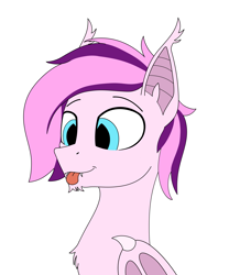 Size: 3012x3624 | Tagged: safe, artist:anglov, oc, oc only, oc:plum taffy, bat pony, pony, :p, cute, high res, male, simple background, solo, stallion, tongue out