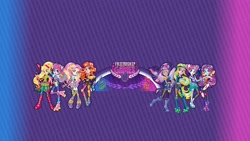 Size: 2538x1434 | Tagged: safe, applejack, fluttershy, lemon zest, pinkie pie, sci-twi, sour sweet, sunny flare, sunset shimmer, twilight sparkle, equestria girls, g4, my little pony equestria girls: friendship games, official, female, pony history, shadowbolts, wondercolts, youtube banner