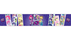 Size: 2048x1152 | Tagged: safe, applejack, fluttershy, pinkie pie, rainbow dash, rarity, twilight sparkle, equestria girls, g4, my little pony equestria girls, official, doll, equestria girls logo, equestria girls minis, female, humane five, humane six, my little pony logo, pony history, toy, youtube banner