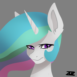 Size: 4500x4500 | Tagged: safe, artist:zuzya, princess celestia, alicorn, pony, g4, absurd resolution, bust, female, gray background, head, mare, portrait, simple background, solo