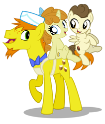 Size: 1600x1893 | Tagged: safe, artist:aleximusprime, carrot cake, pound cake, pumpkin cake, earth pony, pegasus, pony, unicorn, g4, beard, brother and sister, colt, cute, facial hair, father and child, father's day, fatherly love, female, filly, happy, male, siblings, simple background, stallion, transparent background, twins, younger