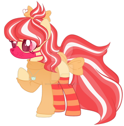 Size: 1280x1299 | Tagged: safe, artist:magicdarkart, oc, oc only, earth pony, pony, clothes, female, mare, simple background, socks, solo, striped socks, sweater, transparent background