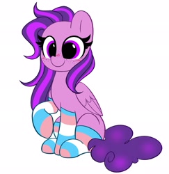 Size: 1991x2048 | Tagged: safe, artist:kittyrosie, oc, oc only, oc:eclipsia, pony, clothes, commission, cute, female, happy, mare, ocbetes, simple background, socks, solo, white background, ych result