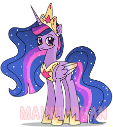 Size: 1013x1134 | Tagged: dead source, safe, artist:cherritoppu, twilight sparkle, alicorn, pony, g4, the last problem, ethereal mane, eyelashes, female, hoof shoes, horn, jewelry, long legs, mare, obtrusive watermark, older, older twilight, older twilight sparkle (alicorn), peytral, princess twilight 2.0, simple background, smiling, solo, starry mane, tall, tiara, transparent background, twilight sparkle (alicorn), watermark, wings