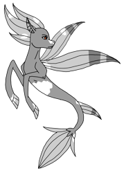 Size: 2788x3893 | Tagged: safe, artist:agdapl, oc, oc only, sea pony, seapony (g4), female, fin wings, fish tail, high res, looking back, red eyes, seapony oc, simple background, solo, tail, transparent background, wings