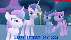 Size: 3840x2160 | Tagged: safe, artist:optimussparkle, night light, princess flurry heart, shining armor, twilight sparkle, alicorn, pony, unicorn, g4, 3d, father's day, high res, source filmmaker, twilight sparkle (alicorn)