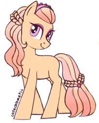 Size: 1249x1535 | Tagged: safe, artist:catachromatic, oc, oc only, unnamed oc, crystal pony, earth pony, pony, g4, blank flank, braided tail, eyeshadow, female, makeup, mare, solo
