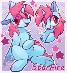 Size: 2178x2387 | Tagged: safe, artist:drawtheuniverse, oc, oc only, oc:starfire, pony, unicorn, chest fluff, high res, horn, open mouth, shoulder fluff, solo, tongue out, unicorn oc