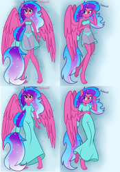 Size: 3352x4795 | Tagged: safe, artist:chelseawest, part of a set, oc, oc only, oc:melody aurora, human, equestria girls, g4, belly button, body pillow, body pillow design, clothes, cute, dress, female, heart eyes, linea nigra, lingerie, looking at you, lying, lying down, ocbetes, offspring, parent:flash sentry, parent:twilight sparkle, parents:flashlight, part of a series, ponied up, solo, wingding eyes