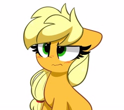 Size: 4096x3642 | Tagged: safe, artist:kittyrosie, applejack, earth pony, pony, g4, blushing, cute, female, floppy ears, hatless, jackabetes, mare, missing accessory, missing hat, silly, silly pony, simple background, solo, white background, who's a silly pony