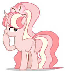Size: 911x1017 | Tagged: dead source, safe, artist:cherritoppu, oc, oc only, oc:cherry bloom, pony, unicorn, female, horn, mare, raised hoof, simple background, smiling, solo, transparent background, unicorn oc