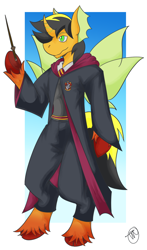 Size: 1156x1971 | Tagged: safe, artist:teppo24, oc, oc only, oc:lightning sunrise, changedling, changeling, harry potter (series), male