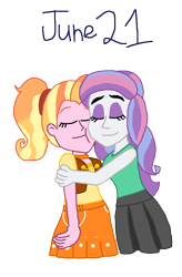 Size: 1314x2000 | Tagged: safe, artist:ktd1993, luster dawn, potion nova, human, equestria girls, g4, g4.5, my little pony: pony life, the last problem, 21, duo, equestria girls-ified, female, g4.5 to equestria girls, hug, lesbian, lusternova, nuzzling, shipping