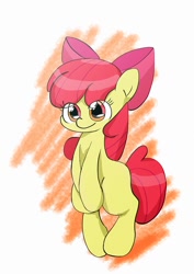 Size: 724x1024 | Tagged: safe, artist:up_p_ab, apple bloom, earth pony, pony, g4, bipedal, female, filly, smiling, solo