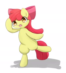 Size: 2009x2192 | Tagged: safe, artist:up_p_ab, apple bloom, earth pony, pony, g4, bipedal, female, filly, high res, open mouth, solo, standing, standing on one leg