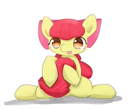 Size: 2019x1738 | Tagged: safe, artist:up_p_ab, apple bloom, earth pony, pony, g4, female, filly, hug, solo, tail hug