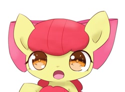 Size: 1139x837 | Tagged: safe, artist:up_p_ab, apple bloom, earth pony, pony, g4, :o, adorabloom, bow, cute, female, filly, hair bow, looking at you, open mouth, solo, surprised