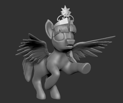 Size: 713x601 | Tagged: safe, artist:sin75, twilight sparkle, pony, g4, 3d, crown, female, gray background, grayscale, jewelry, monochrome, regalia, simple background, solo, wings, zbrush