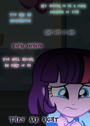 Size: 1920x2689 | Tagged: safe, artist:lhenao, oc, oc only, oc:midny sparkle, human, equestria girls, g4, abuse, crying, female, lip bite, sad, sadness, solo