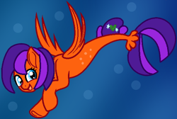 Size: 612x411 | Tagged: safe, artist:jadeharmony, oc, oc only, oc:jade harmony, seapony (g4), bubble, female, fish tail, flowing tail, mare, ocean, open mouth, open smile, seaponified, smiling, solo, species swap, spread wings, tail, underwater, water, wings