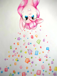 Size: 1920x2560 | Tagged: safe, artist:stardust0130, pinkie pie, earth pony, pony, g4, female, mare, smiling, solo, upside down