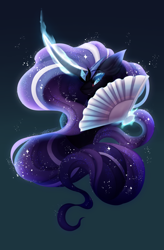 Size: 2300x3500 | Tagged: safe, artist:inspiredpixels, nightmare rarity, pony, unicorn, g4, hand fan, high res, magic, solo