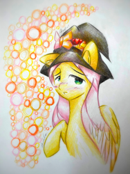 Size: 1920x2560 | Tagged: safe, artist:stardust0130, fluttershy, pegasus, pony, g4, female, hat, looking at you, mare, solo, witch hat