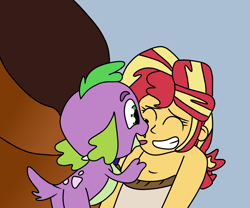 Size: 6000x5000 | Tagged: safe, artist:jadeharmony, spike, spike the regular dog, sunset shimmer, dog, fanfic:sunset shimmer discovers her feet, equestria girls, g4, butt, crossover, female, licking, male, plot, smiling, the little mermaid, tongue out