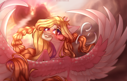 Size: 3280x2096 | Tagged: safe, artist:honeybbear, oc, oc only, pegasus, pony, female, high res, letter, mare, mouth hold, solo