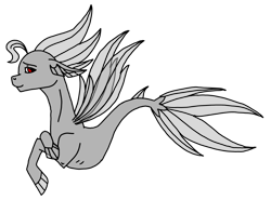 Size: 2810x2085 | Tagged: safe, artist:agdapl, oc, oc only, sea pony, seapony (g4), dorsal fin, female, fin wings, fins, fish tail, high res, red eyes, seapony oc, simple background, smiling, solo, tail, transparent background, wings
